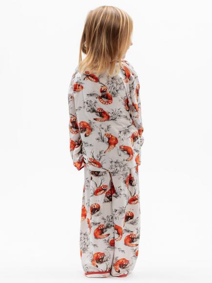 Cyberjammies Minijammies Kids' Long Sleeve Panda Print Pyjama Set, Orange Mid - view 2, Orange Mid
