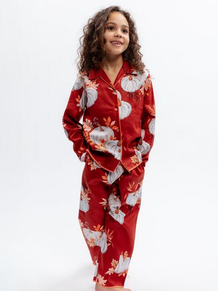 Cyberjammies Minijammies Kids' Long Sleeve Pumpkin Print Pyjama Set, Orange Mid, Orange Mid