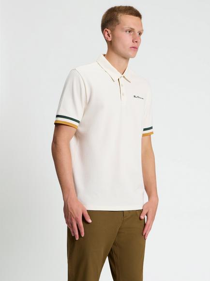 Ben Sherman Short Sleeve Textured Polo Shirt, Ivory, Ivory