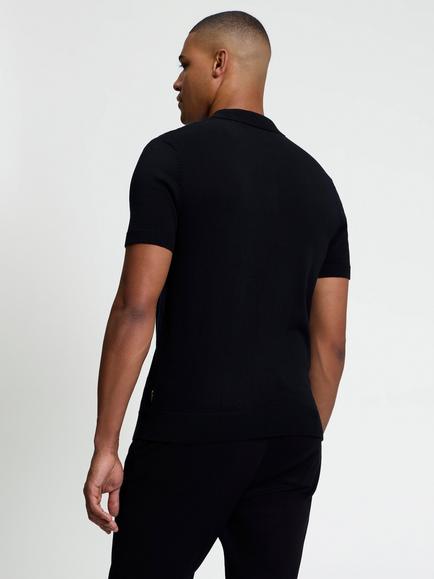 Ben Sherman Graphic Three Button Placket Polo Shirt, Black/Multi - view 2, Black/Multi