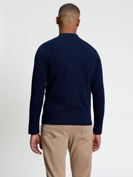 Ben Sherman Long Sleeve Knitted Button Through Shirt - view 2, Dark Navy