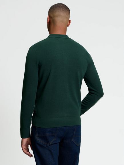 Ben Sherman Long Sleeve Knitted Button Through Shirt - view 2, Lotus Green