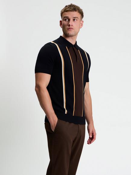 Ben Sherman Mod Stripe Cotton Polo Shirt, Black, Black