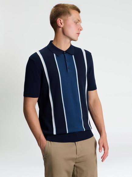 Ben Sherman Mod Stripe Cotton Polo Shirt, Black, Dark Navy