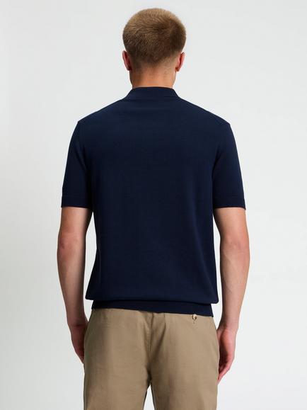 Ben Sherman Mod Stripe Cotton Polo Shirt, Black - view 2, Dark Navy