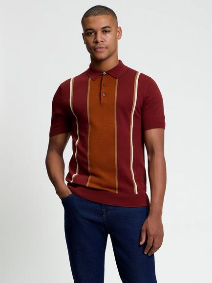 Ben Sherman Mod Stripe Cotton Polo Shirt, Black, Sienna