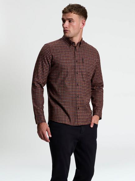 Ben Sherman Abstract Check Long Sleeve Shirt, Sienna, Sienna