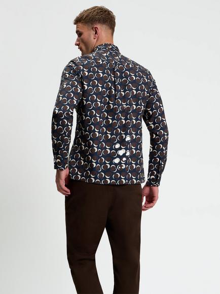 Ben Sherman Long Sleeved Abstract Polka Dot Shirt, Dark Navy - view 2, Dark Navy