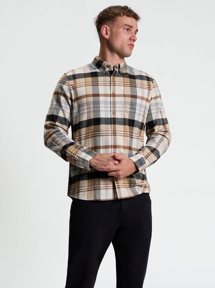 Ben Sherman Long Sleeve Brushed Check Shirt, Ecru, Ecru