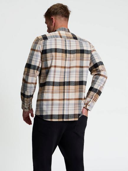 Ben Sherman Long Sleeve Brushed Check Shirt, Ecru - view 2, Ecru