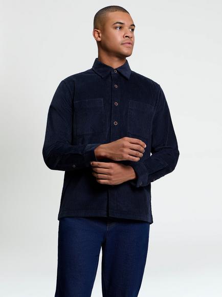 Ben Sherman Long Sleeve Heavy Corduroy Shirt, Dark Navy, Dark Navy