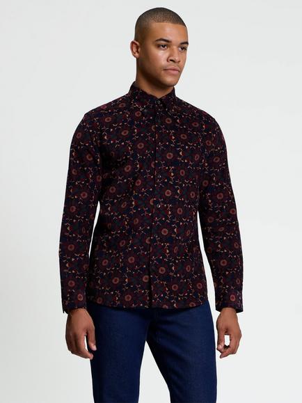 Ben Sherman Floral Print Button Down Cord Shirt, Multi, Multi