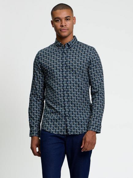 Ben Sherman Regular Fit Foulard Cotton Rich Shirt, Lotus Green, Lotus Green