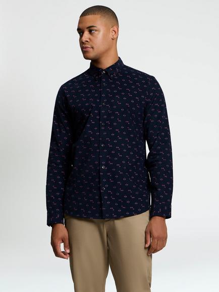 Ben Sherman Geo Print Long Sleeve Button Down Shirt, Dark Navy/Multi, Dark Navy/Multi