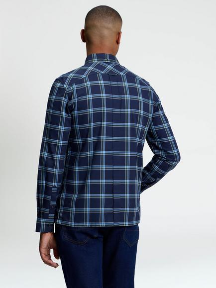 Ben Sherman Long Sleeve Grid Check Shirt, Dark Navy/Multi - view 2, Dark Navy/Multi