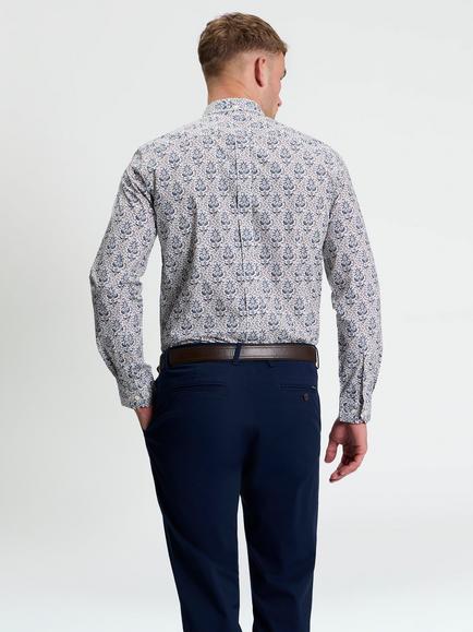 Ben Sherman Intricate Cotton Regular Fit Floral Print Shirt, Snow White - view 2, Snow White