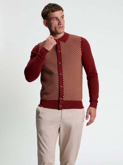 Ben Sherman Knitted Long Sleeve Shirt, Sienna, Sienna