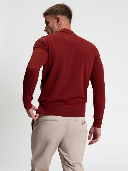 Ben Sherman Knitted Long Sleeve Shirt, Sienna - view 2, Sienna