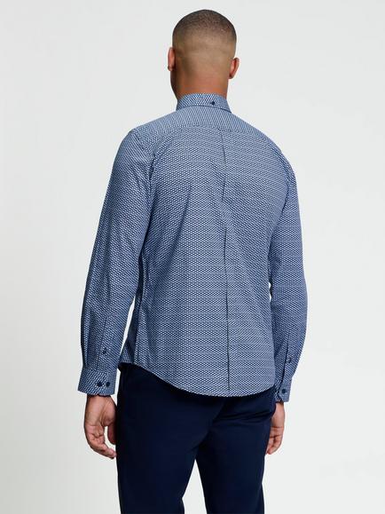 Ben Sherman Regular Fit Cotton Mono Print Shirt, Marine - view 2, Marine