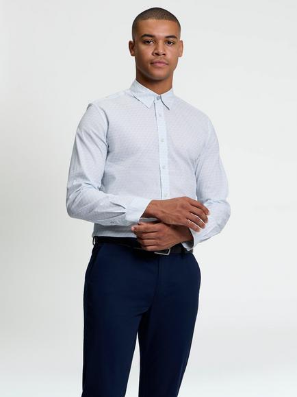 Ben Sherman Regular Fit Cotton Optic Geo Shirt, Snow White