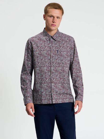 Ben Sherman Regular Fit Cotton Paisley Print Shirt, Maroon