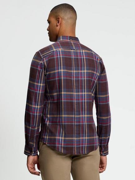 Ben Sherman Twill Check Button Down Shirt, Bark - view 2, Bark