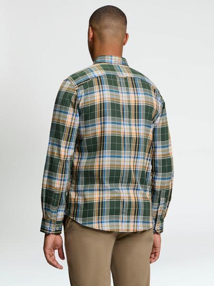 Ben Sherman Cotton Twill Long Sleeve Check Shirt, Bottle Green - view 2, Bottle Green