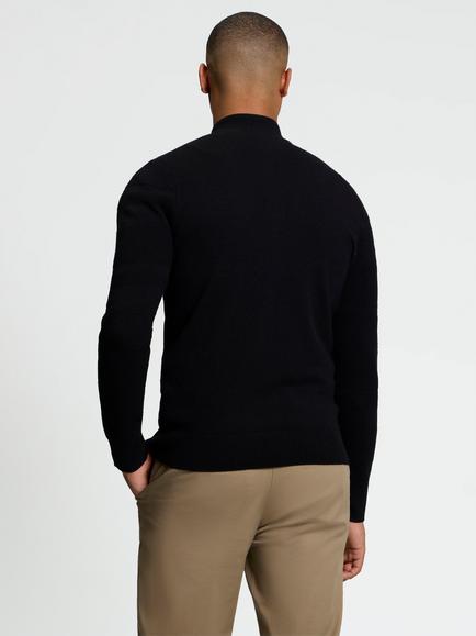 Ben Sherman Knitted Long Sleeve Quarter Zip Jumper - view 2, Black