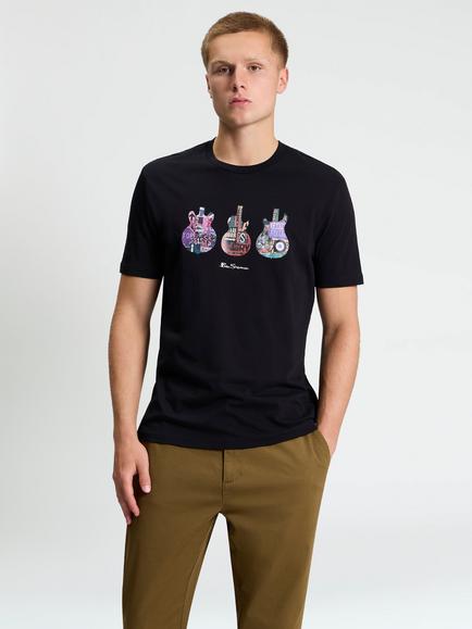 Ben Sherman Guitar Sig Cotton Graphic T-Shirt, Black/Multi, Black/Multi