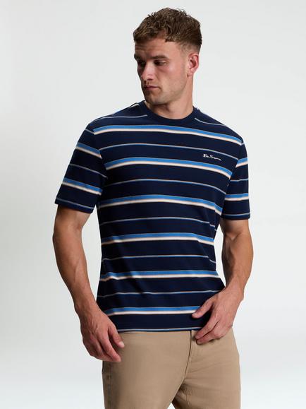 Ben Sherman Heritage Short Sleeve Stripe T-Shirt, Dark Navy/Multi, Dark Navy/Multi