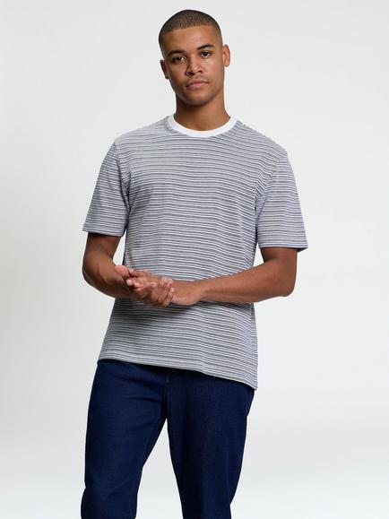 Ben Sherman Heritage Short Sleeve Jacquard Stripe T-Shirt, Ivory/Multi