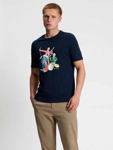 Ben Sherman Retro Band T-Shirt, Dark Navy, Dark Navy