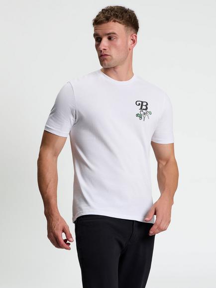 Ben Sherman Cotton Logo Crew Neck T-Shirt, White, White