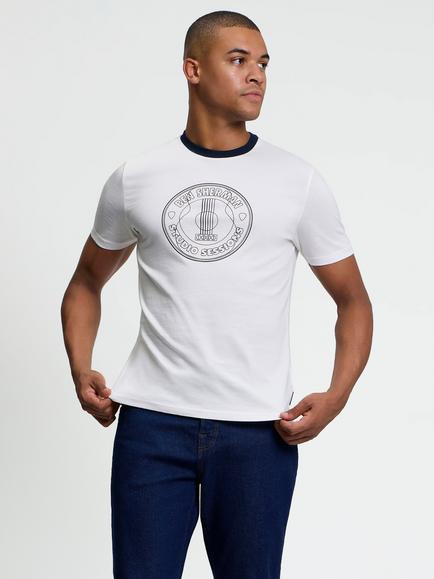 Ben Sherman Cotton Graphic Crew Neck T-Shirt, Ivory, Ivory