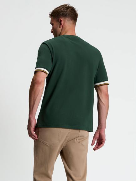Ben Sherman Short Sleeve Textured Pique Crew Neck T-Shirt - view 2, Bottle Green