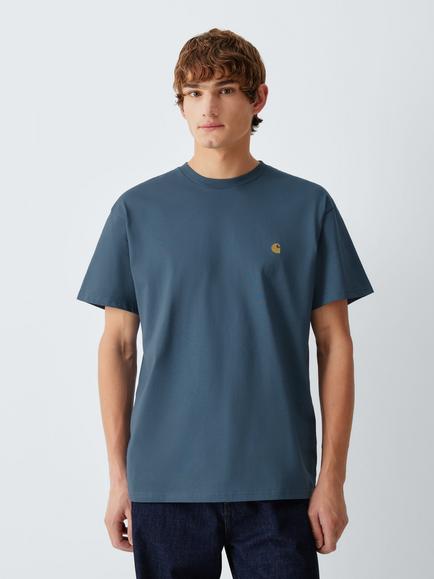 Carhartt WIP Chase Cotton T-Shirt, Icesheet/Gold, Icesheet/Gold