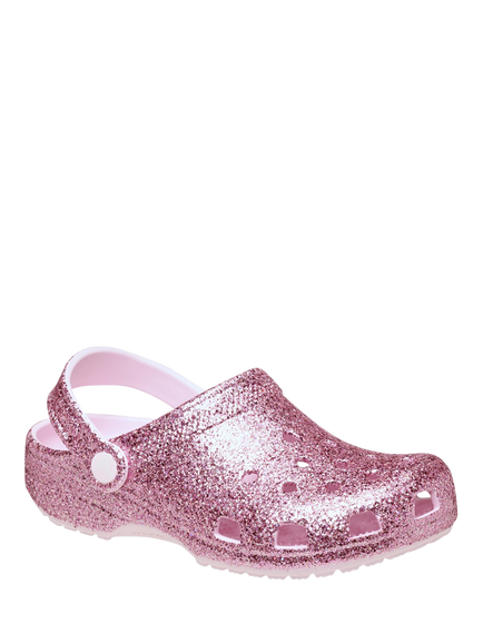Crocs Kids' Classic Chunky Glitter Clogs, Pink Milk - view 2, Pink Milk