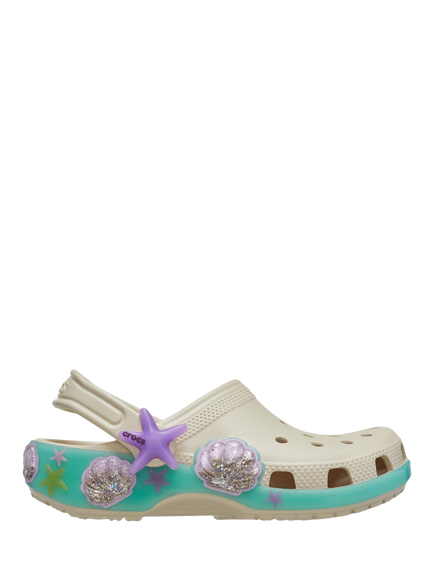 Crocs Kids' Classic Sea Sparkle Clogs, Cream/Multi, Cream/Multi