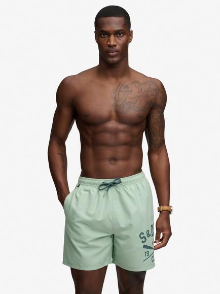 Superdry Logo Swim Shorts, Cameo Green