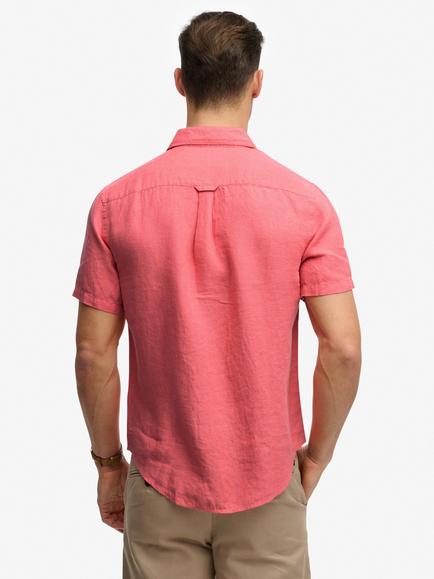 Superdry Riviera Linen Shirt, Coral - view 2, Coral