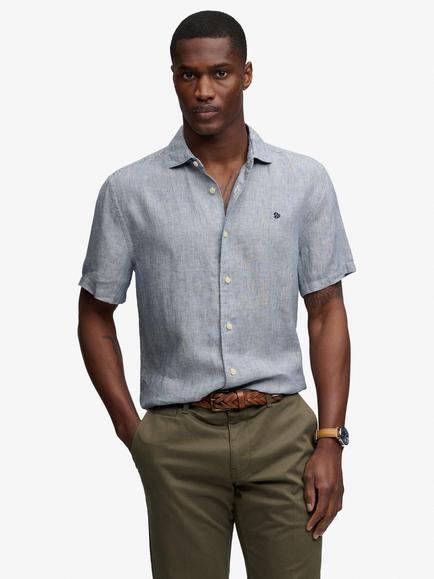 Superdry Riviera Linen Shirt, Ticking Navy Stripe, Ticking Navy Stripe