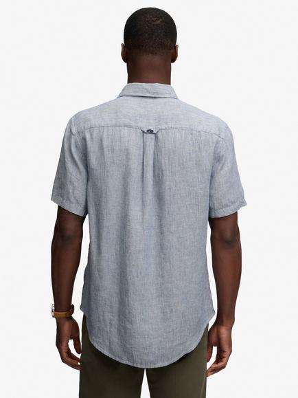 Superdry Riviera Linen Shirt, Ticking Navy Stripe - view 2, Ticking Navy Stripe
