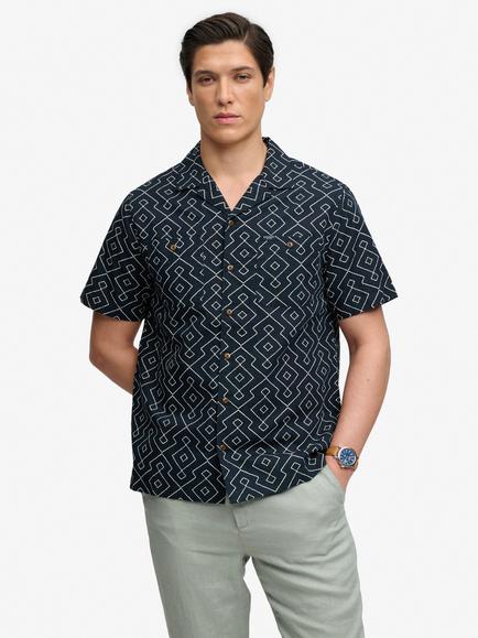 Superdry Cotton Rich Shirt, Sashiko Eclipse Navy, Sashiko Eclipse Navy