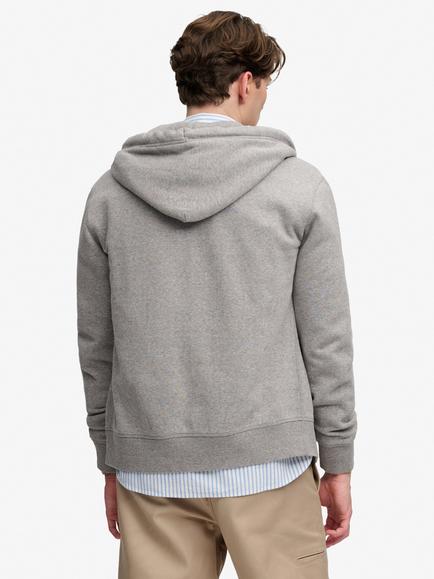 Superdry Cotton Rich Zip-Through Hoodie, Dark Grey Marl - view 2, Dark Grey Marl