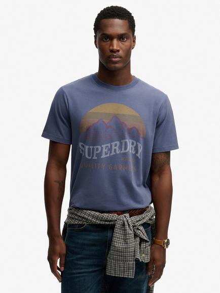 Superdry Cotton Graphic Crew Neck T-Shirt, Soft Navy, Soft Navy