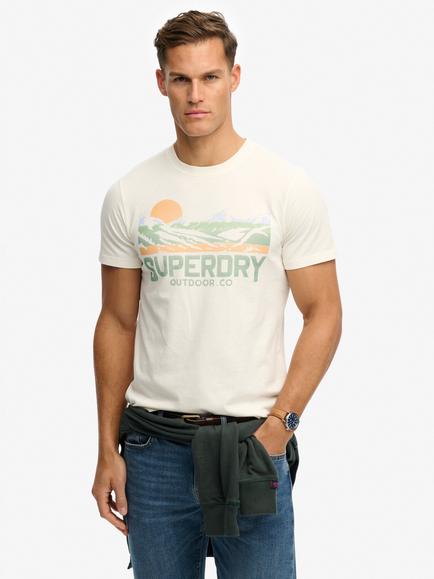 Superdry Cotton Graphic Crew Neck T-Shirt, Off White, Off White