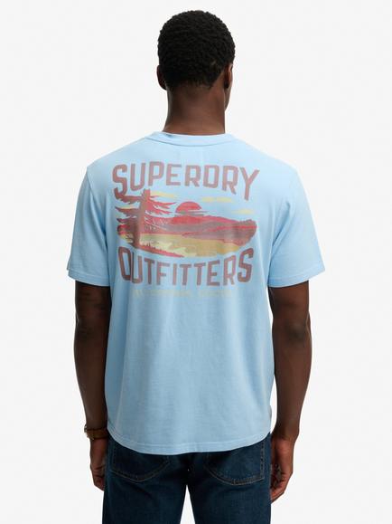 Superdry Cotton Graphic Crew Neck T-Shirt, Seafoam Blue - view 2, Seafoam Blue