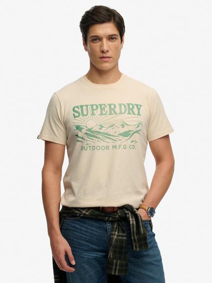 Superdry Cotton Graphic Crew Neck T-Shirt, Oatmeal Beige, Oatmeal Beige
