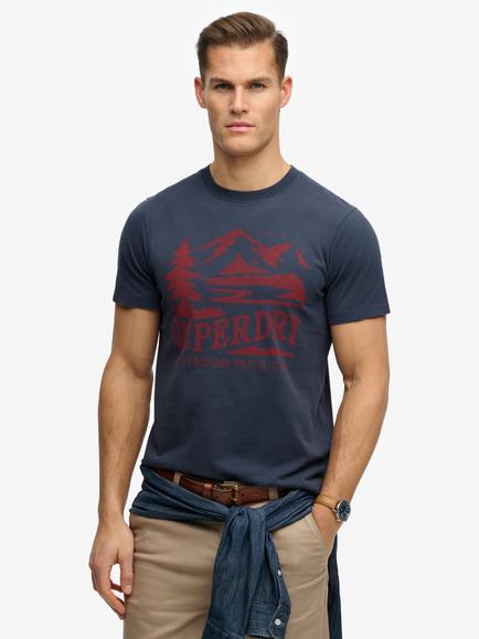 Superdry Cotton Graphic Crew Neck T-Shirt, Lauren Navy, Lauren Navy
