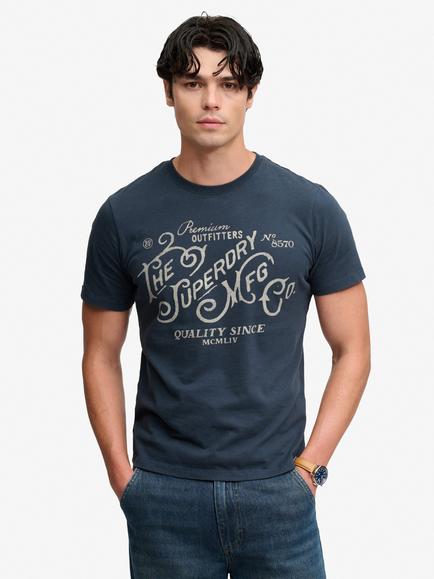 Superdry Heritage Script T-Shirt, Navy, Eclipse Navy